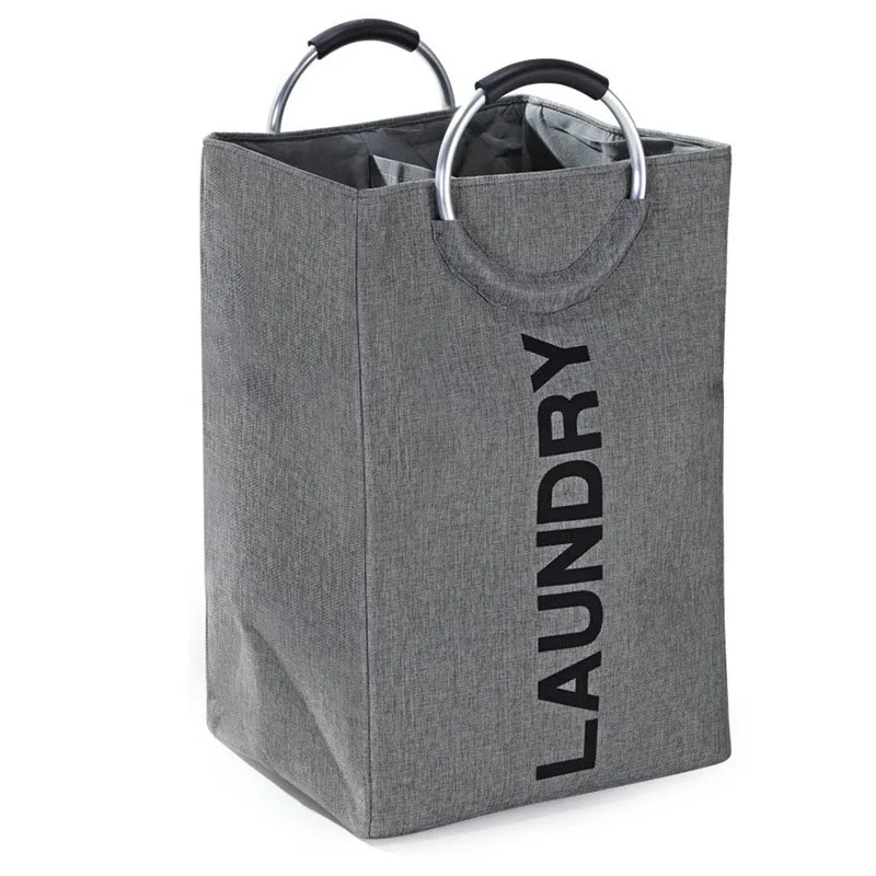 

Multifunctional Foldable Collapsible Extra Large Cotton Fabric Dirty Clothes Laundry Sundries Basket Storage Bag, Gray/silver