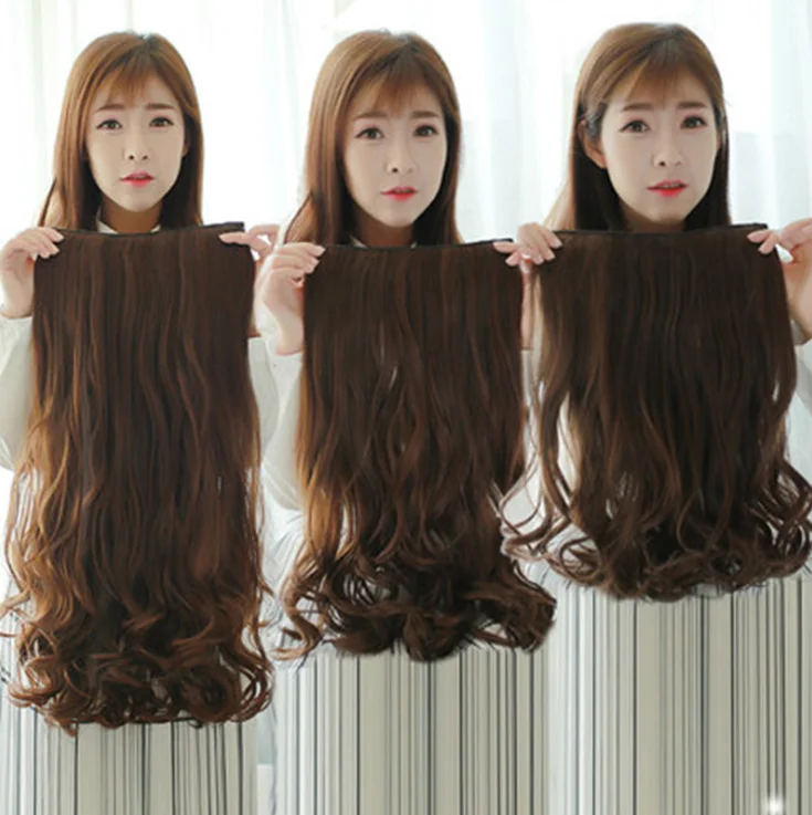 

Fashionable long curly high temperature false hair extensions women, Picture