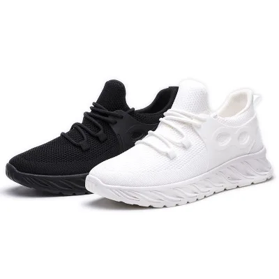 

Hot Selling Unisex Breathable Casual Running Sneakers Black White Men Sports Shoes