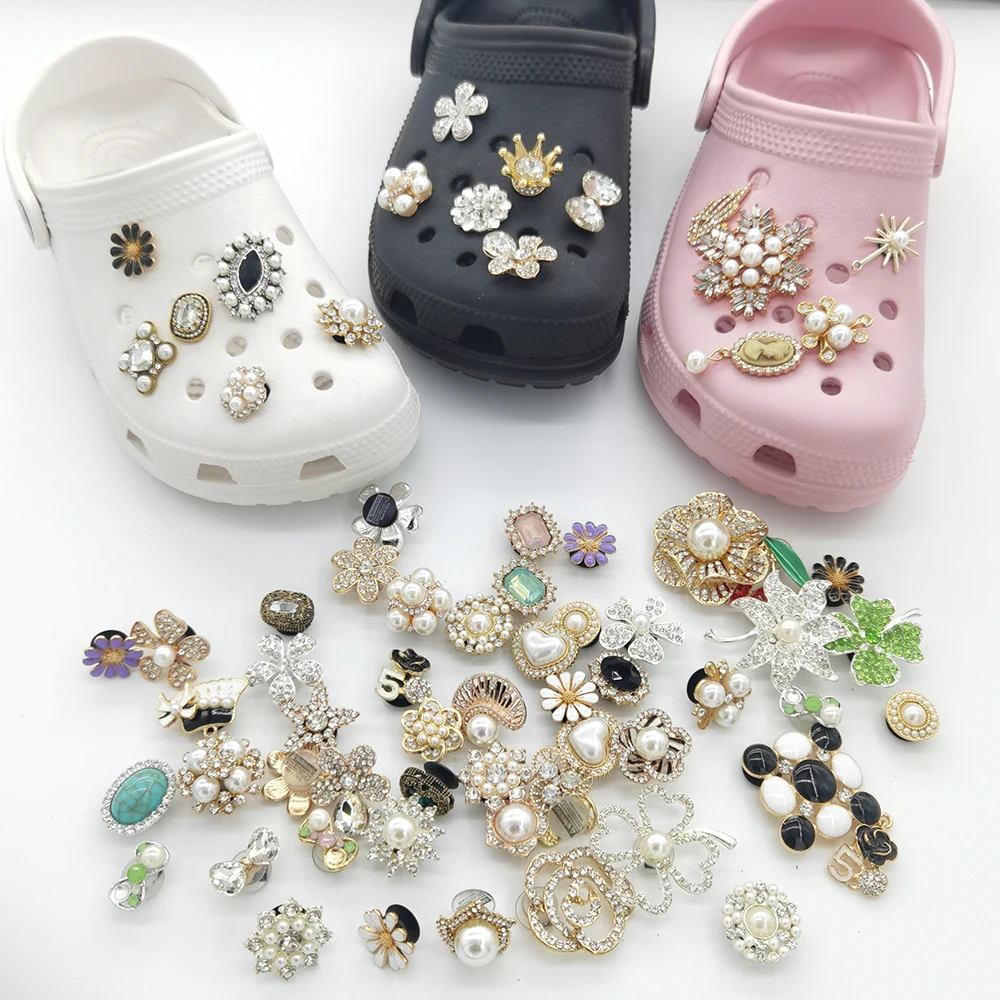 

Lady Crystal Rhinestone Pearl Shoes Decoration For Garden Shoes Croc Charm