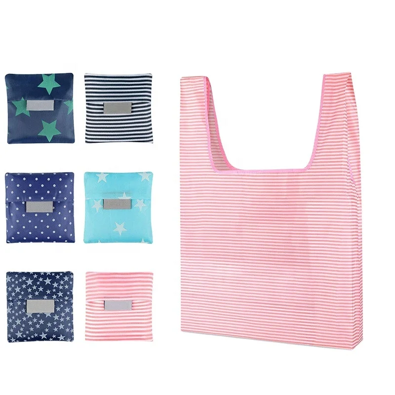 

fashionable recycled waterproof polyester nylon reusable shopping tote bag, 6 color available