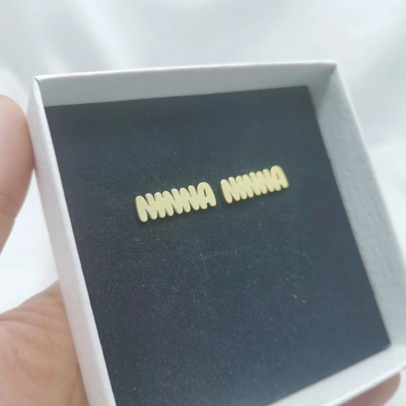 Qiuhan Stainless Steel Personalization Cute Custom Name Bubble Full Name Earrings Earstud Jewelry