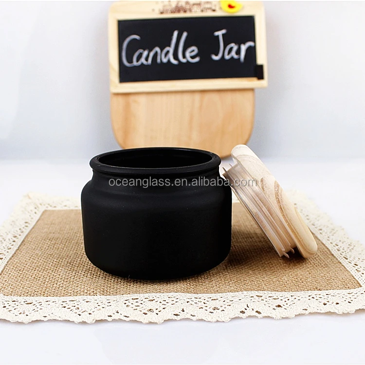 Factory Supply 10oz 300ml Round Frosted Black Matte Glass Candle Jar