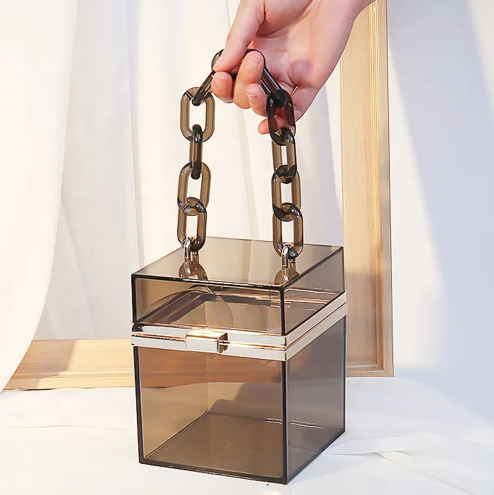 

New transparent square shape purses box bag Mini handBags Women Summer clear Acrylic Designer Handbags Women evening party bag