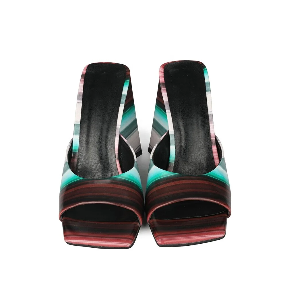 

Outdoor big size wine red gradient open toe sexy chunky heels women summer sandals
