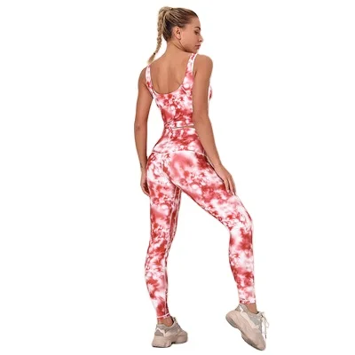 

Women Print Yoga Set Fitness Sports Suits GYM Clothing Yoga Shockproof Bra High Waist Running Leggings Workout Pants Suit