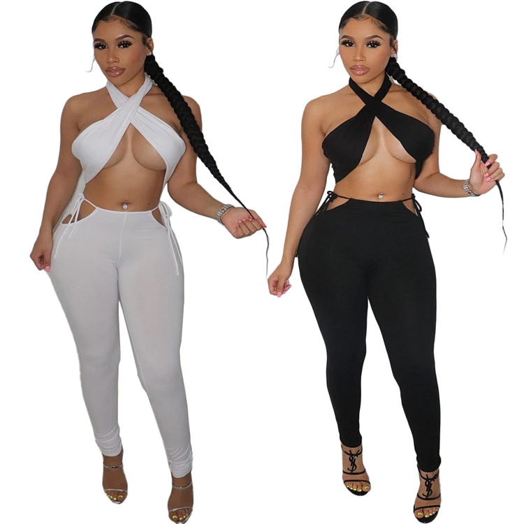 

Popular Sexy Lady 2 PCS Clothes Strapless Top Long Trousers Plus Size Summer Women Two Piece Set, Picture