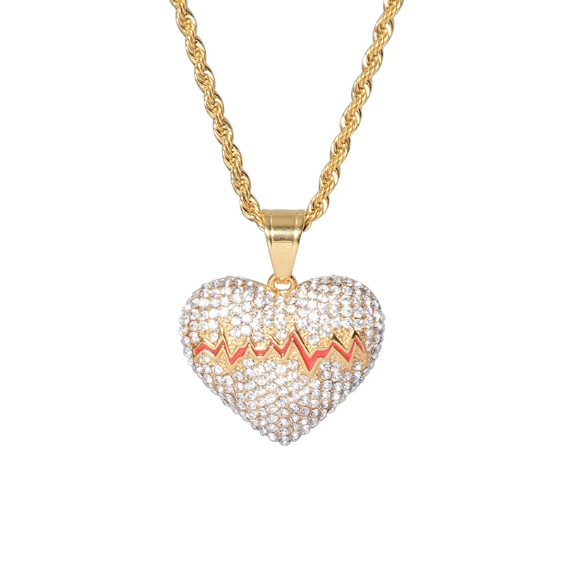 

Necklace set jewelry gold initial necklace stainless steel ECG heart lockets necklace, Picture