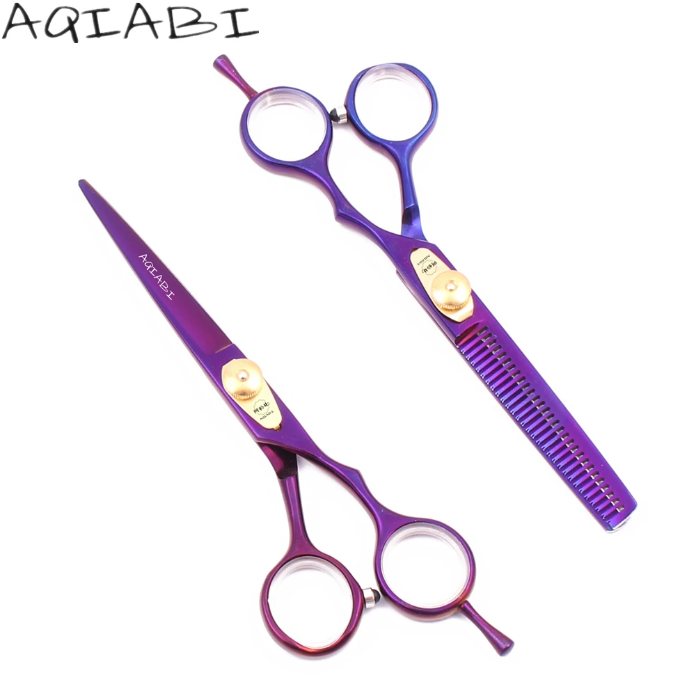 

Hair Scissors 5.5'' 6" AQIABI JP Stainless Violet Color Hair Cutting Shears Thinning Shears Hairdressing Scissors A1020N, Black