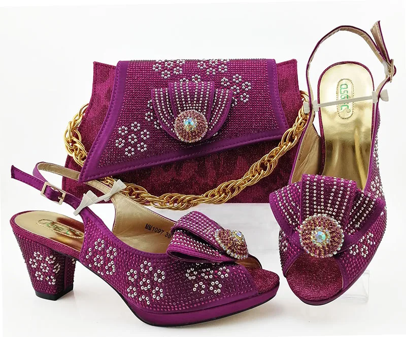 

Rortydream magenta handbag sets shoes women heels ladies shoes MM1097