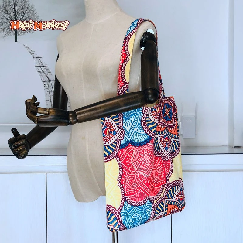 

HapiMonkey HMNY227 Fashion Cotton Printed Bag Beach Bag Travel Handbag Good Quality Pattern Bag For Women