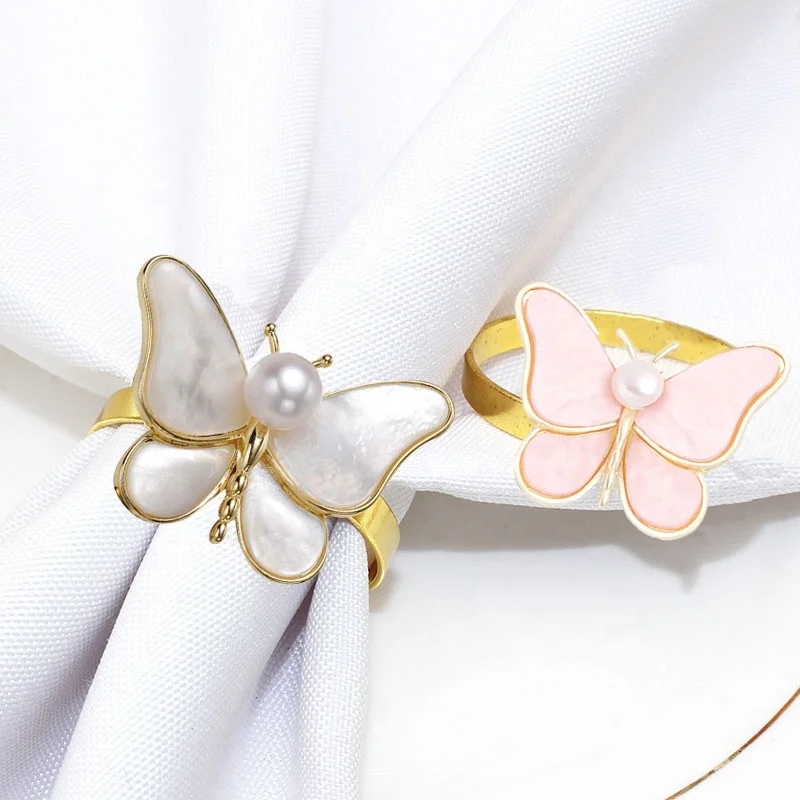 

Pink Butterfly Napkin Rings Table Decor for Spring Wedding Birthday Party Thanksgiving Day Christmas Day Dining Table Deco HWE87
