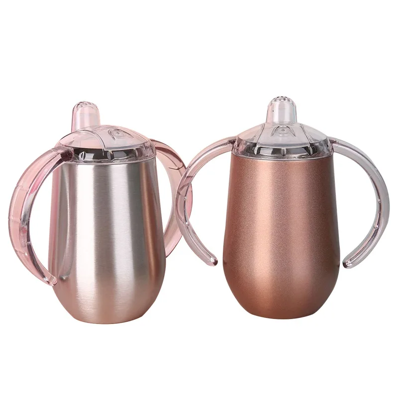 

10oz Nursing Bottle Vacuum Insulated Tumbler Mug baby Stainless Steel Sippy Cup With pacifier Lid and handle