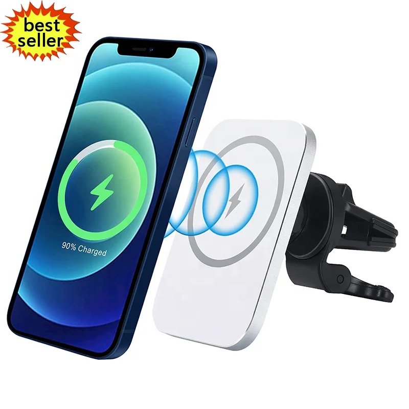 

Magnetic Car Charger Wireless Phone Holder Magnet For Iphone Magsafing 15w Fast Car Wireless Charger, White