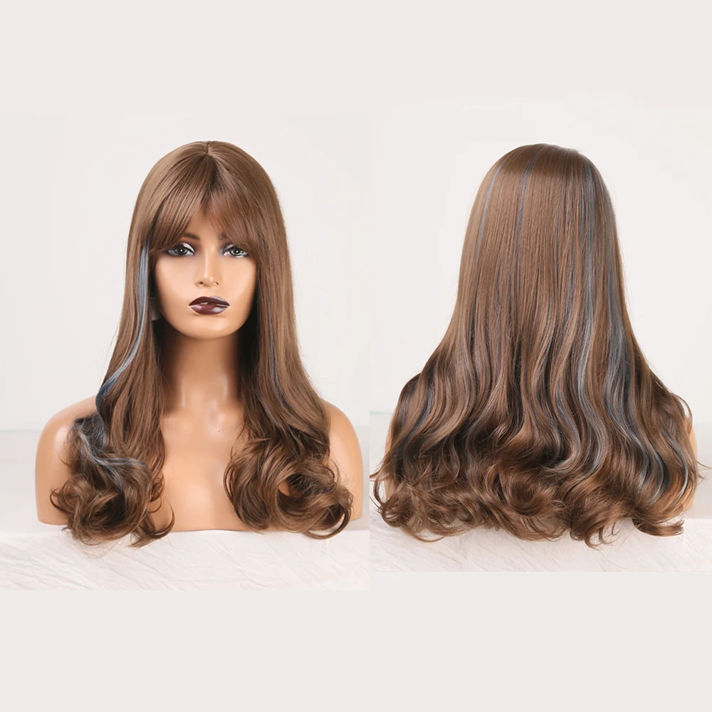 

Women'S Long Curly Hair Women'S Wig Chemical Fiber Headgear Synthetic Curly Wig, Brown