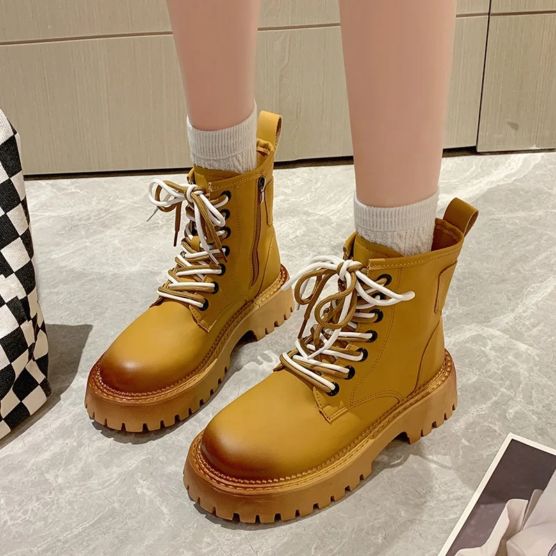 

Chunky Platform Women Shoes Ankle Motorcycle Boots Wome's Wedges High Heels Boots Fashion winter Women Party Thick booties Shoes
