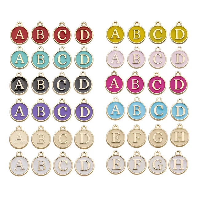 

26pcs Letter Initials Charm Double-sided Multicolor Enamel Alphabet Initial Charm for DIY Jewelry Bracelet Making, Gold