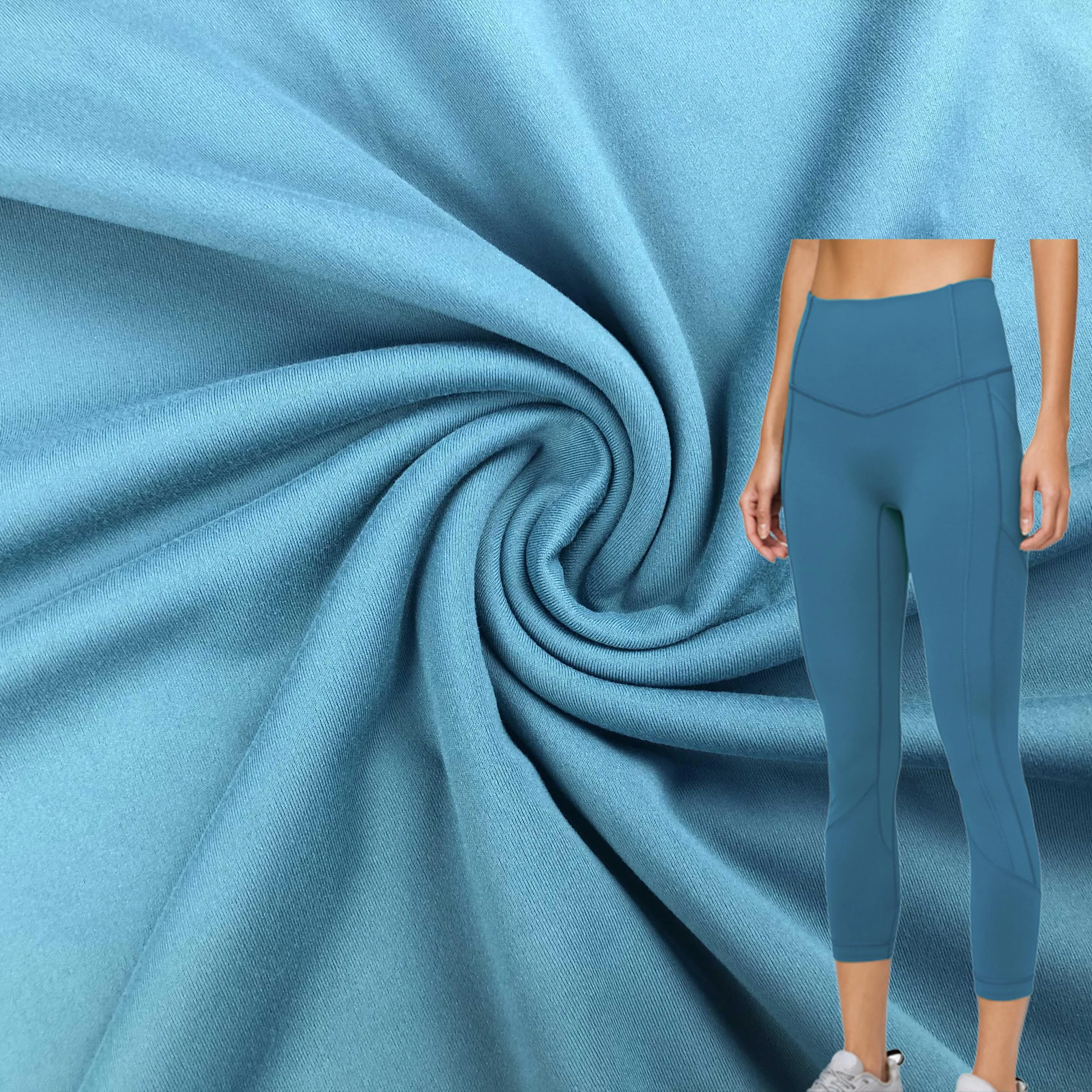 Polyester Spandex 4 Way Stretch Brushed Sweat Soft Wicking Leggings Fabric for Sport Yogawear Pants