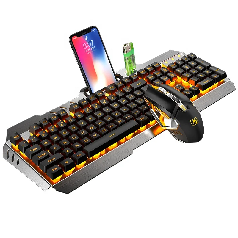

New arrival RGB 104keys ergonomics Rainbow colorful wireless rechargeable mechanical keyboard mouse combos, Black white