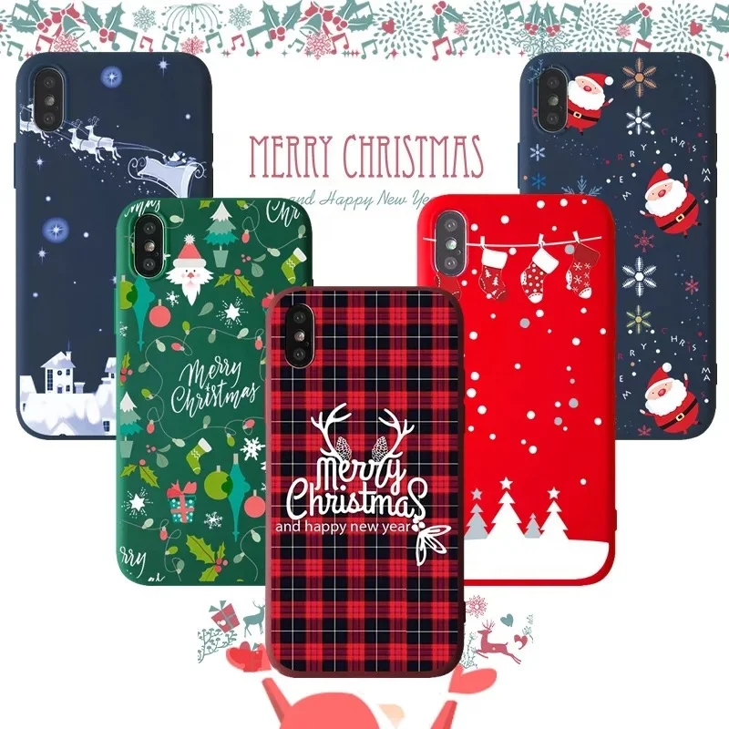 

Free Shipping Xmas Phone Case for iPhone 12 11 Pro Max X XR XS 8 7 6 6S Plus Cell Phone Back Cover Christmas Tree Phone Case