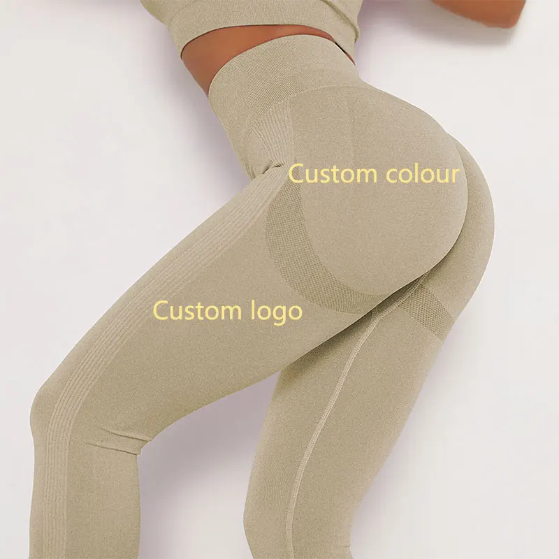 

2021 Private Brand Cellulite Seamless Leggings Ladies Manufacturer High Waist Booty Abdomen Control Tight Elastic Tight Ass Sexy