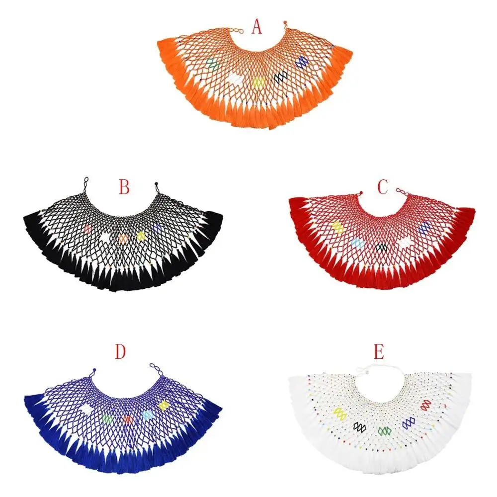 

Bohemian ethnic five-color tassel pearl shawl collar necklace color beaded ladies necklace, Orange,blue,red ,white,black