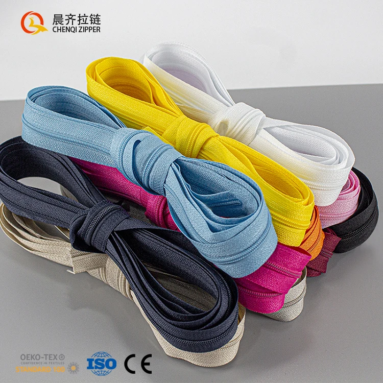 

Spot factory price 4 days delivery 3# nylon coil zipper Colourful thickened tape long chain zippers