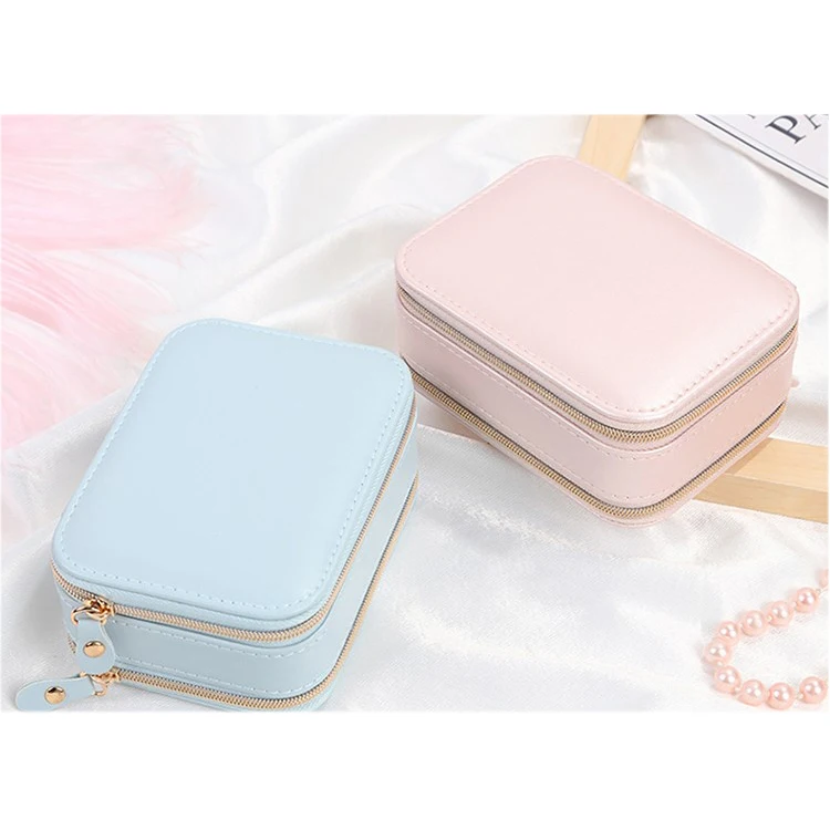 

Luxury Jewelry Box Solid Leather Jewelri Box Ring Travel Jewelry Box, Blue/pink