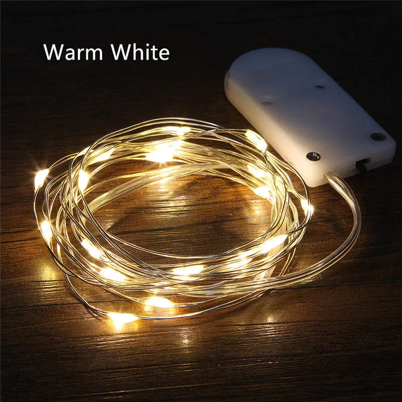 Christmas Lights 2M 20 LED Waterproof Copper mini Fairy String Light Warm White Decoration Lamp Home Wedding CR2032 Battery