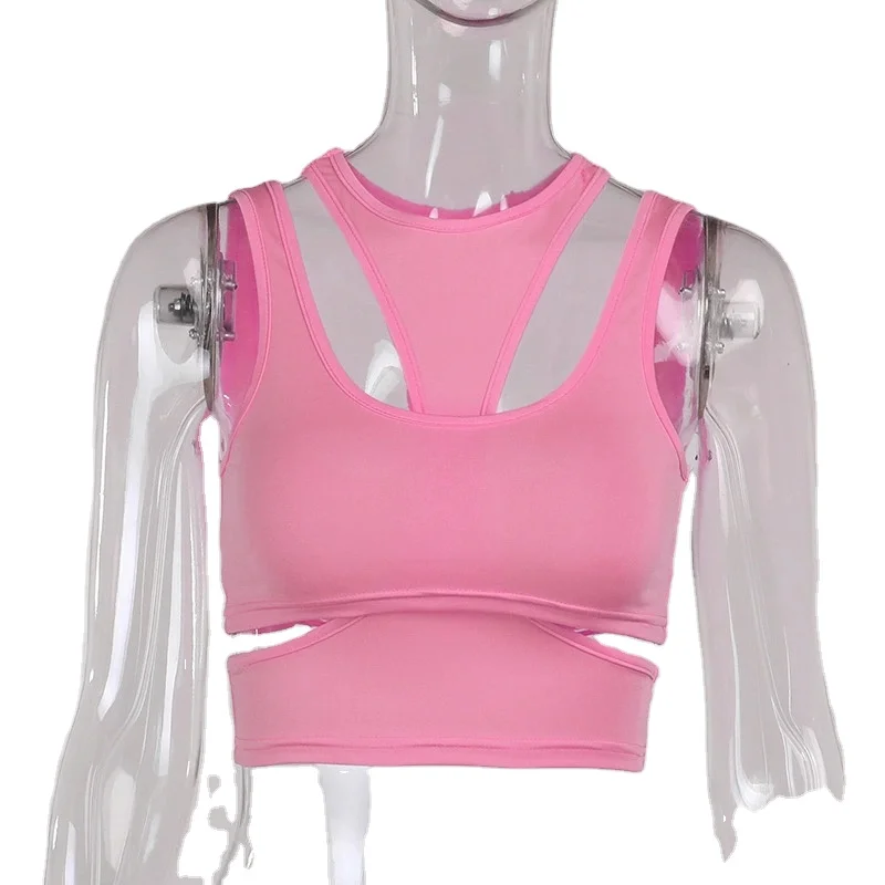 

New Casual sexy crop tops Summer hollow out Shirts Fashion Casual T Shirts sexy sleeveless hollow sports vest women's top