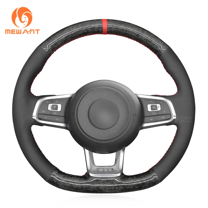 

Hand Sewing Forged Carbon Soft Suede Steering Wheel Cover for Volkswagen Golf 7 GTI Golf R MK7 VW Polo GTI Scirocco