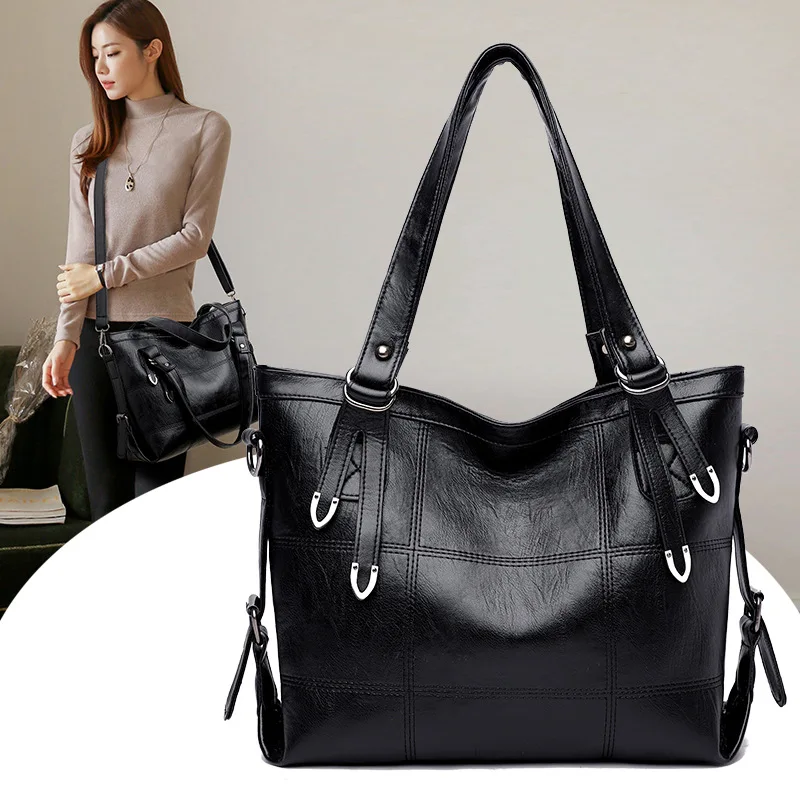 

Luxury Handbag Women PU Leather Shoulder Bag Large Capacity Top-handle Bag Vintage Crossbody Bag Brands Lady Pouch sac RP151