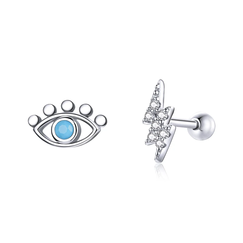 

SCE1007 new design 925 silver eye and lightning stud earring with zircon
