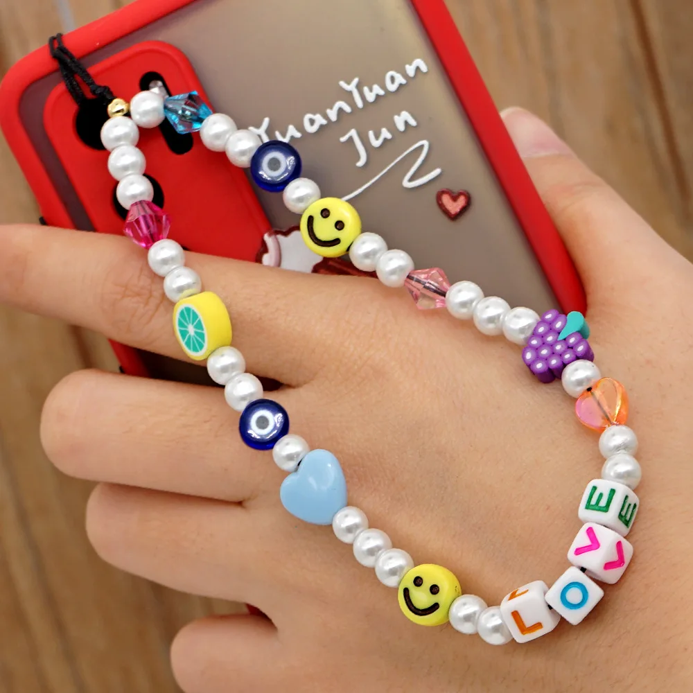 

Wholesale Diy Acrylic Beaded Mobile Phone Cases Charm Strap Custom Christmas Beads Cell Phone Strap, Picture