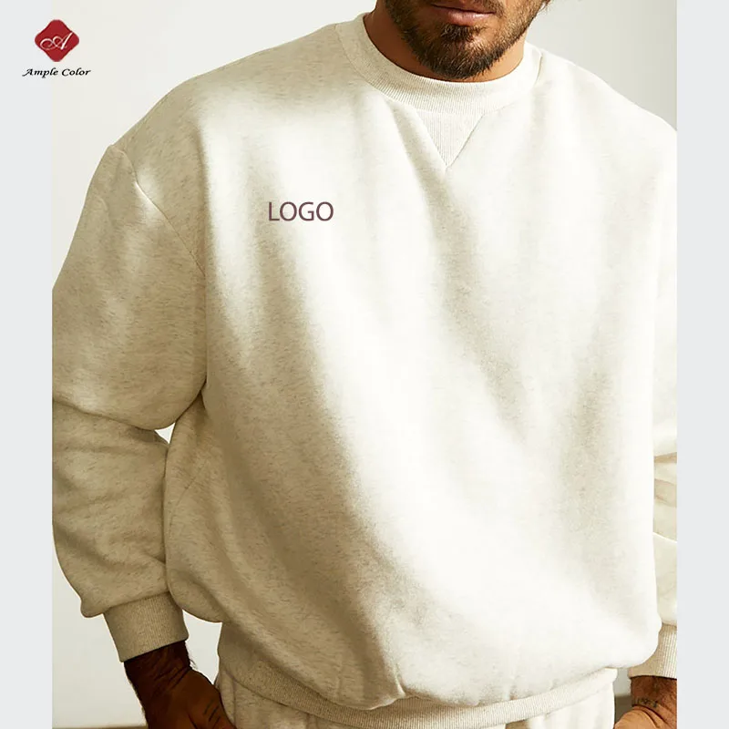 

400gsm Men's Crew Neck Customized Sweaters Blank Heavy Terry Sweatshirt Hoodie 100% Cotton