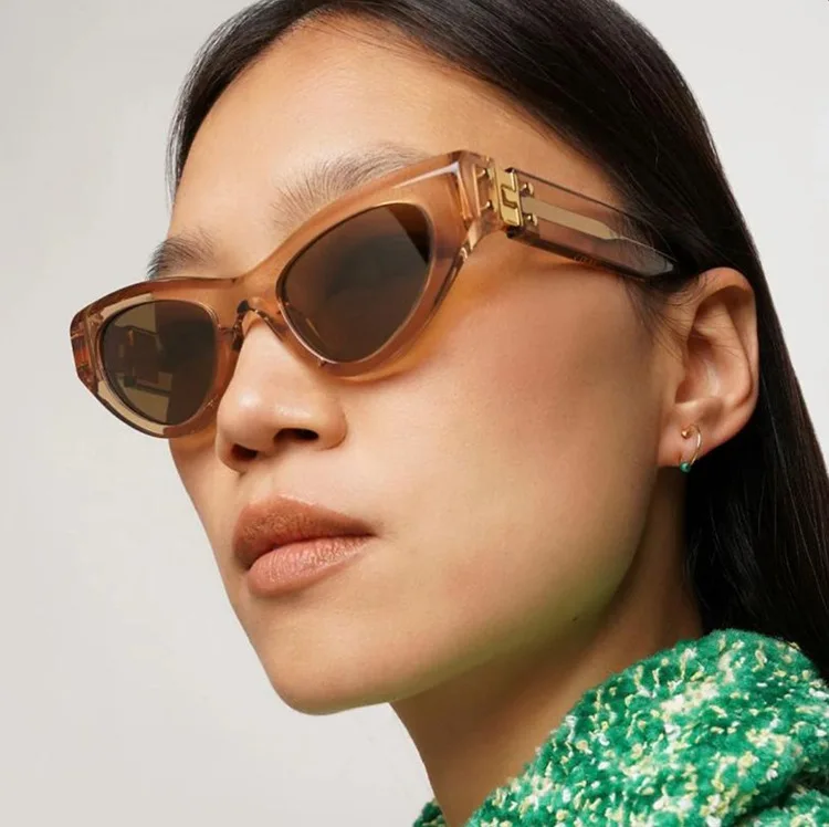 

Popular fashion women sun glass 2022 retro customize logo cat eye pc shades sunglass 2022
