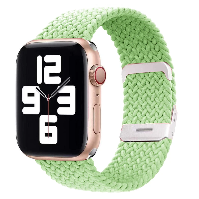 

Adjustable Buckle Braided Band Elastic Nylon Sport Wristband for Apple Watch 6 5 Braided Watch Band Strap