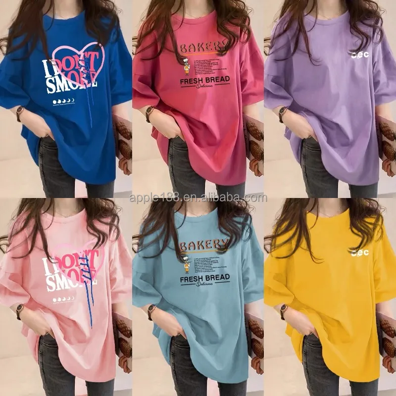 

Summer T-shirt women's fashion pattern T-shirt large wholesale, Customized colors