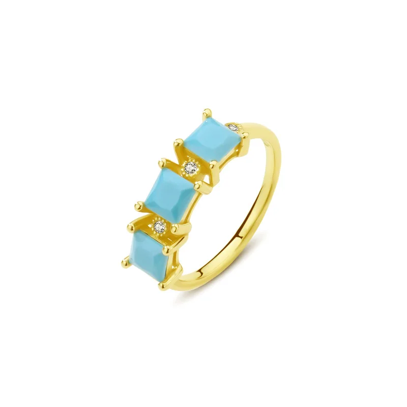 

VIANRLA 925 Sterling Silver Minimalism Turquoise 18k Gold Plating Ring For Women Support Dropshipping Free Laser Logo