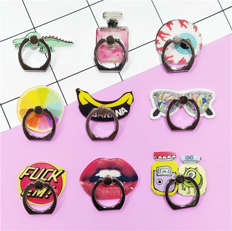 Cute Cartoon Plastic The Custom Logo  Acrylic Cell Mobile Phone Ring