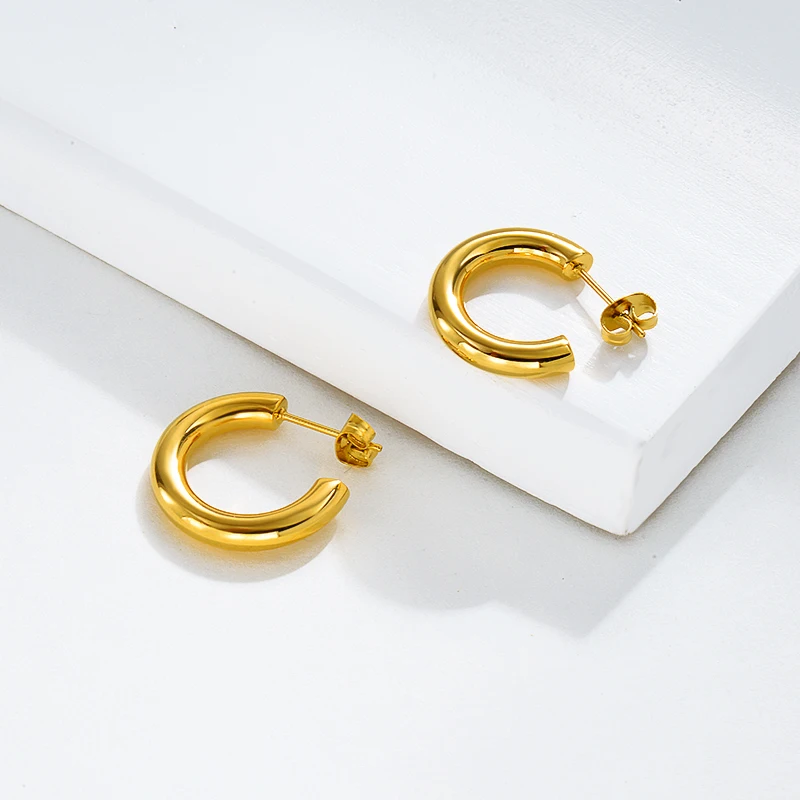 

BAOYAN Bijuteria Joyas Bisuteria Bijoux New Minimal Fashion 18K Gold Plated Surgical Stainless Steel hoop earrings Jewelry