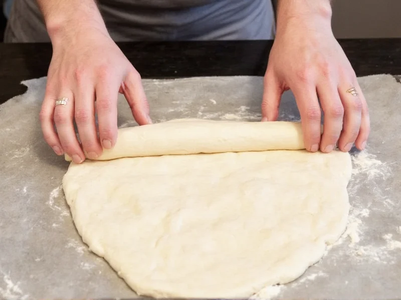 Rolling out homemade pizza dough without yeast