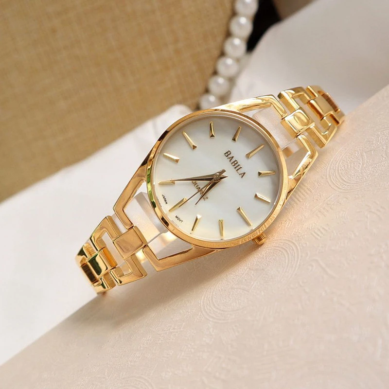 

Aimgal Jewelry Fashion trends ladies watch steel belt imported quartz movement 30M waterproof plated 18K gold wholesale