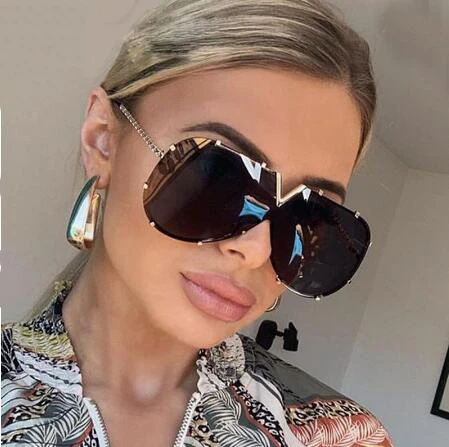 

Finewell 2021 Square Sunglasses Women Men Oversized Frame One-Piece Sunglasses Gradient Luxury Brand Designer Eyeglasses