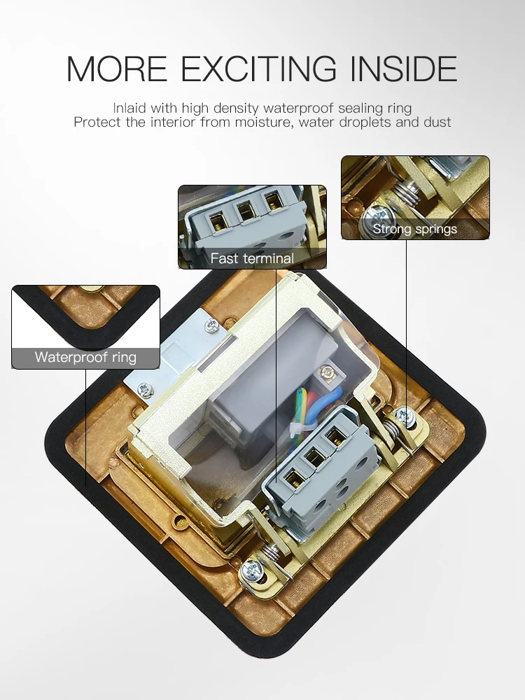 Wholesale uk standard brass electrical power supply 13A pop up floor socket box