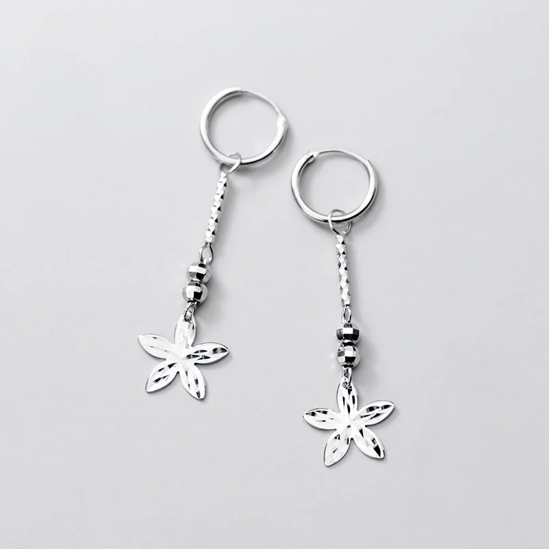 

prevent allergy jewellery 925 sterling silver fantastic smooth flower pendant women party hoop earrings