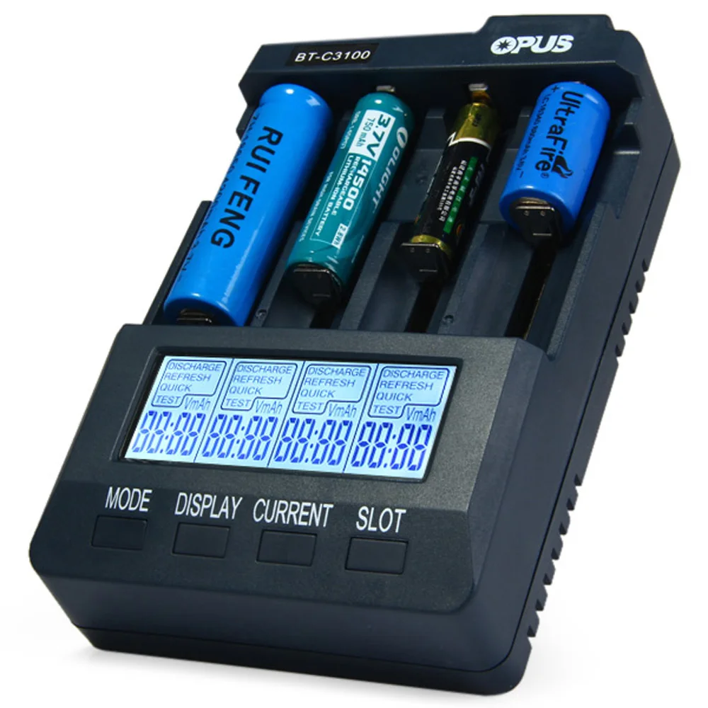 

Opus BT - C3100 V2.2 Digital Intelligent 4 Slots LCD Battery Charger for Li-ion NiCd NiMh Batteries