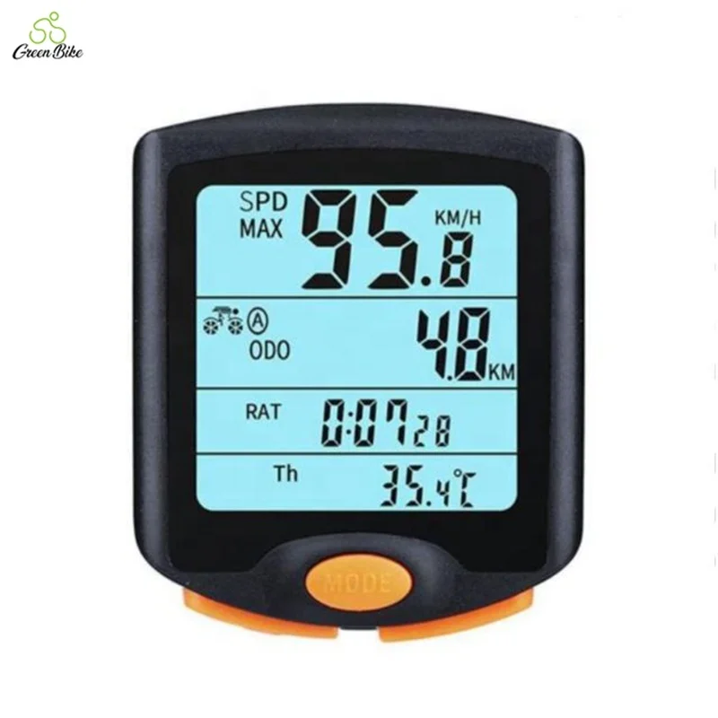 

Plastic waterproof durable large screen bicycle computer wireless, Black