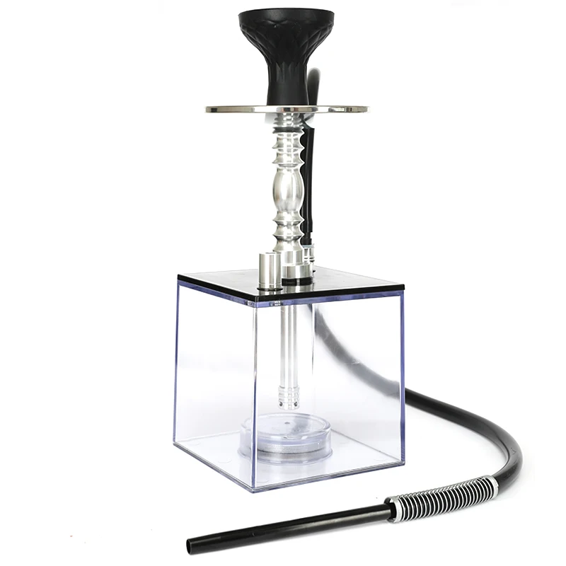 

JL-AH0252 Wholesale factory price mini cube shape shisha hookah set with luxury changeable LED flash light for shesha, Purple / light blue /dark blue / blue / red / green / orange