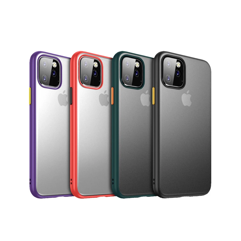 

Phone Protect Clear Matte Tpu PC Cover Shockproof For Iphone 12 13 Pro Max 11 Case, Black,green.purple,red